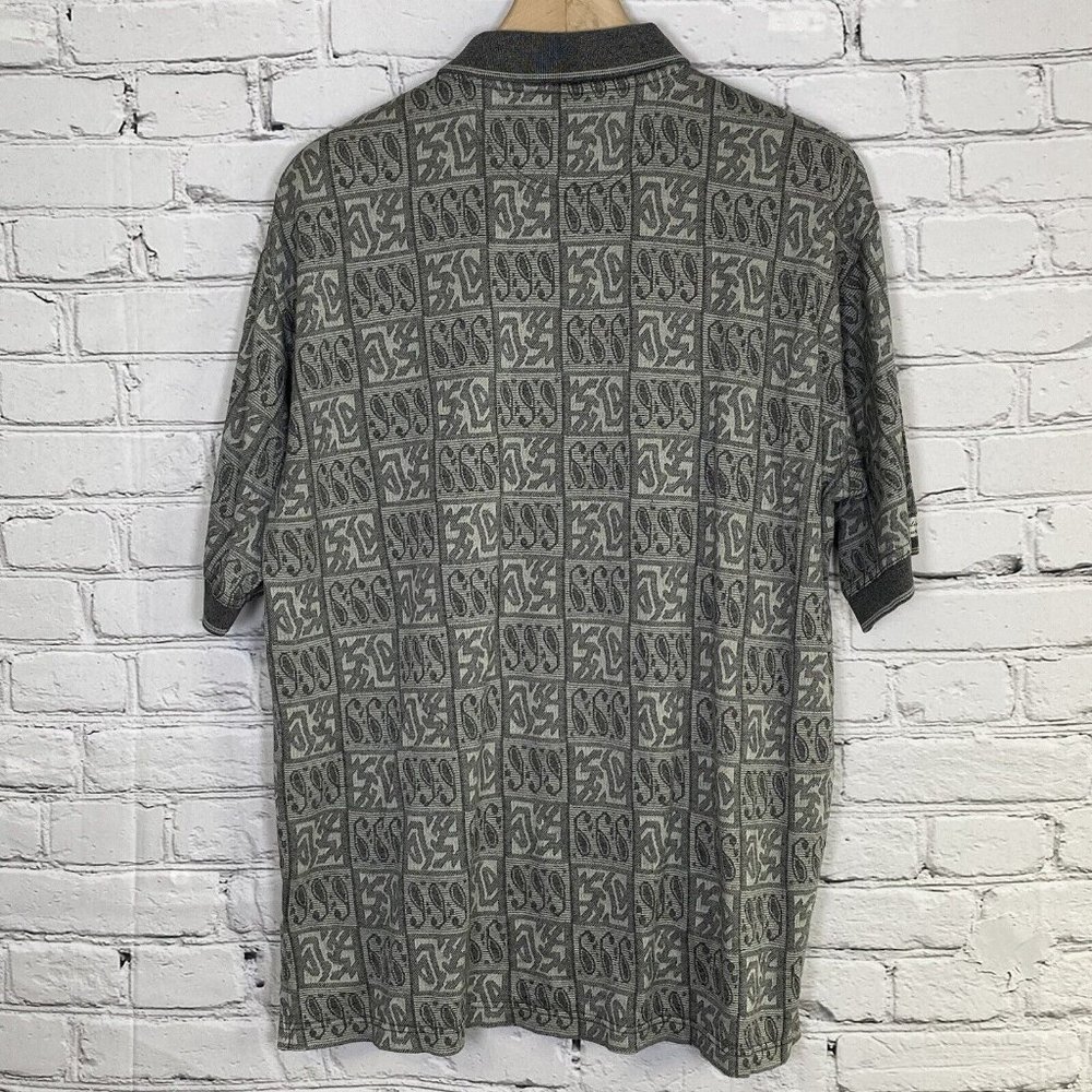 Izod Club Double Mercerized Bay Tree Golf Polo Shirt Gray Mens Size L 60s 2 Ply - Picture 2 of 10